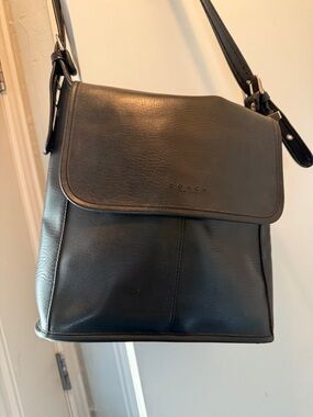 Coach Black Leather Messenger Crossbody Bag